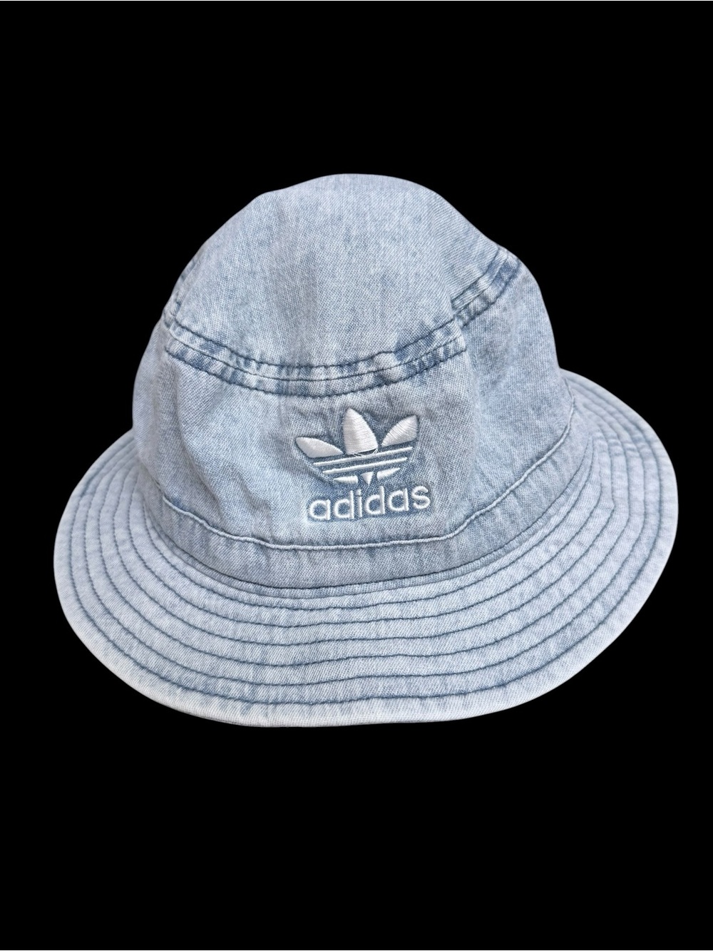Adidas Light Wash Denim Bucket Hat with Embroidered Logo